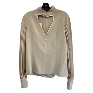GUCCI Pleated-Sleeve Silk Blouse In Ivory **Never Worn**